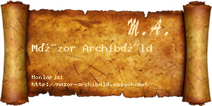 Mázor Archibáld névjegykártya